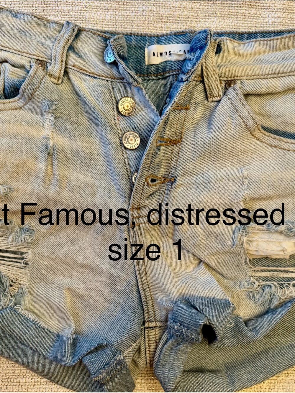 Almost Famous Men's Light Blue Distressed Denim Shorts